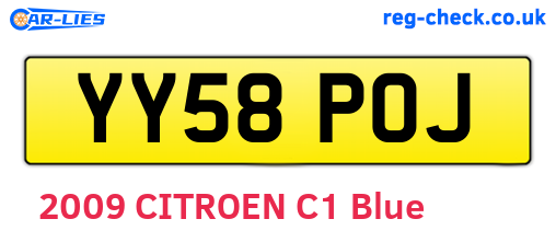 YY58POJ are the vehicle registration plates.