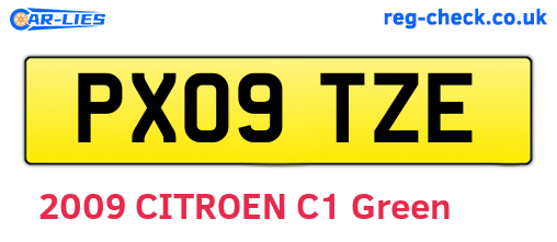 PX09TZE are the vehicle registration plates.