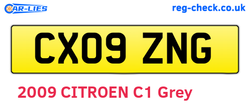 CX09ZNG are the vehicle registration plates.