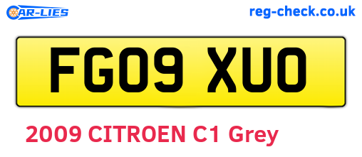 FG09XUO are the vehicle registration plates.