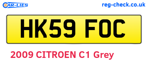 HK59FOC are the vehicle registration plates.