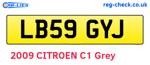 LB59GYJ are the vehicle registration plates.