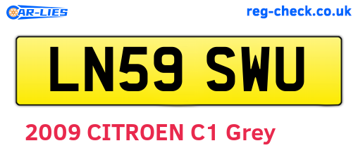 LN59SWU are the vehicle registration plates.