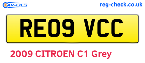 RE09VCC are the vehicle registration plates.