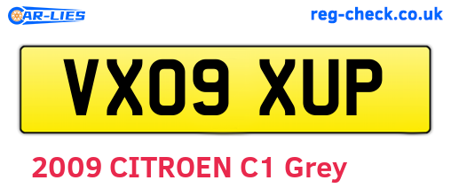 VX09XUP are the vehicle registration plates.