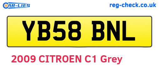 YB58BNL are the vehicle registration plates.