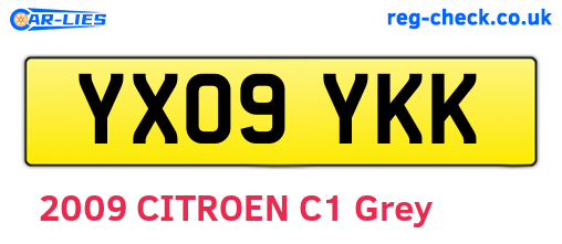 YX09YKK are the vehicle registration plates.