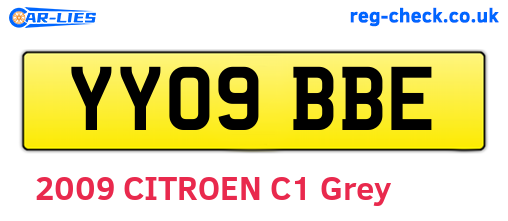 YY09BBE are the vehicle registration plates.