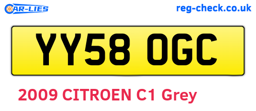 YY58OGC are the vehicle registration plates.