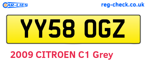 YY58OGZ are the vehicle registration plates.