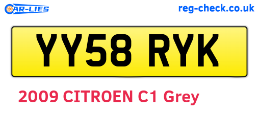 YY58RYK are the vehicle registration plates.