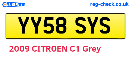 YY58SYS are the vehicle registration plates.