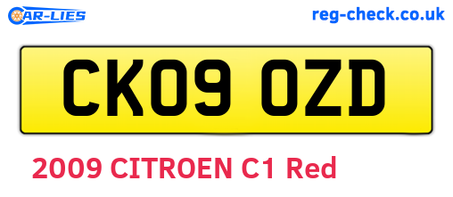 CK09OZD are the vehicle registration plates.