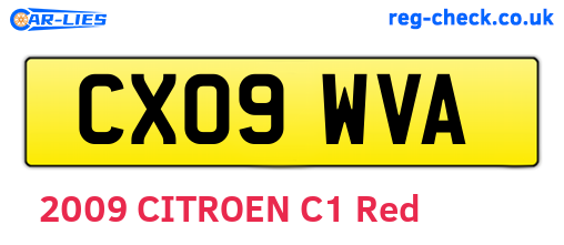 CX09WVA are the vehicle registration plates.
