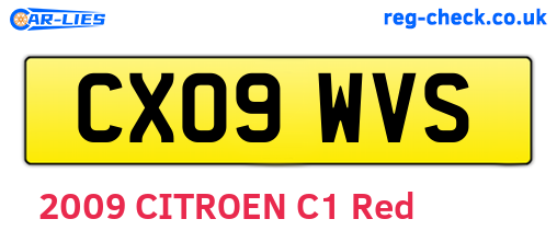 CX09WVS are the vehicle registration plates.