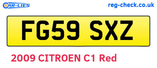 FG59SXZ are the vehicle registration plates.