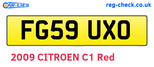 FG59UXO are the vehicle registration plates.