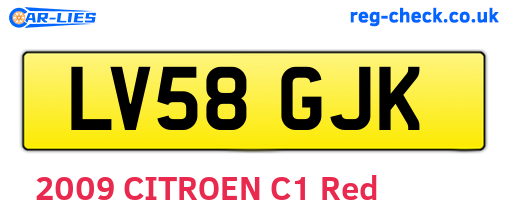 LV58GJK are the vehicle registration plates.