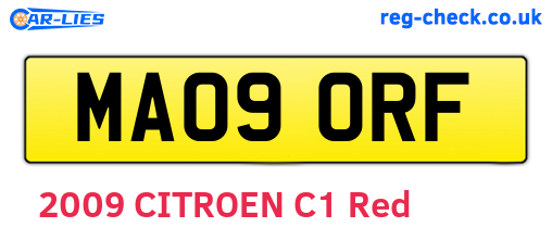 MA09ORF are the vehicle registration plates.