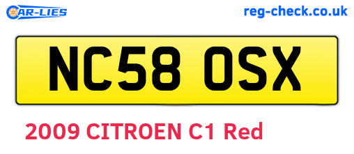 NC58OSX are the vehicle registration plates.