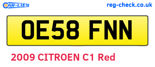 OE58FNN are the vehicle registration plates.