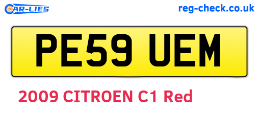 PE59UEM are the vehicle registration plates.