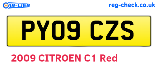 PY09CZS are the vehicle registration plates.