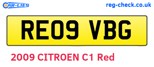 RE09VBG are the vehicle registration plates.