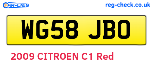 WG58JBO are the vehicle registration plates.
