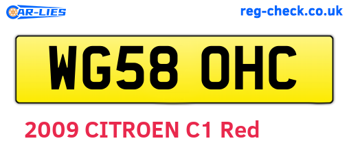 WG58OHC are the vehicle registration plates.