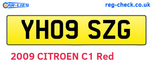 YH09SZG are the vehicle registration plates.