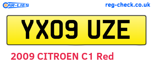 YX09UZE are the vehicle registration plates.