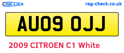 AU09OJJ are the vehicle registration plates.