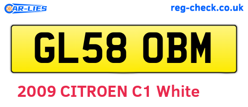 GL58OBM are the vehicle registration plates.