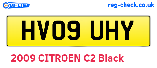 HV09UHY are the vehicle registration plates.