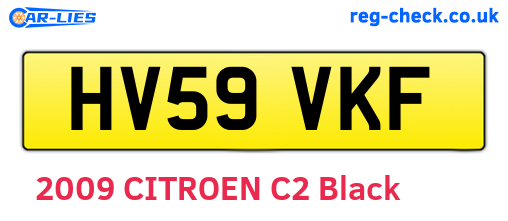 HV59VKF are the vehicle registration plates.