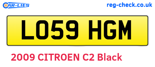 LO59HGM are the vehicle registration plates.