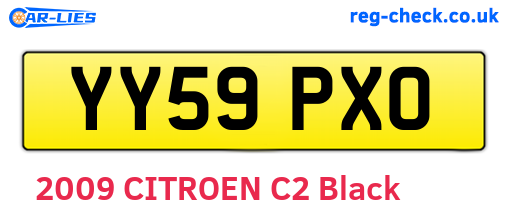 YY59PXO are the vehicle registration plates.