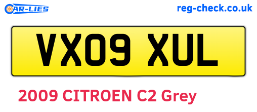 VX09XUL are the vehicle registration plates.