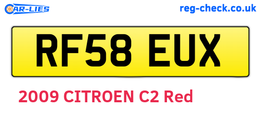 RF58EUX are the vehicle registration plates.