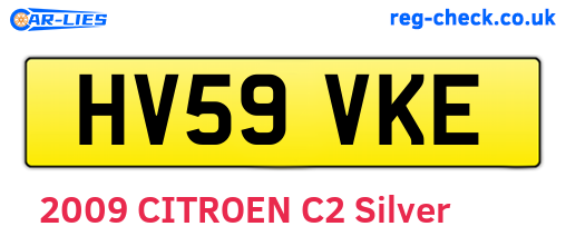 HV59VKE are the vehicle registration plates.