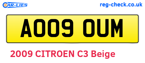 AO09OUM are the vehicle registration plates.