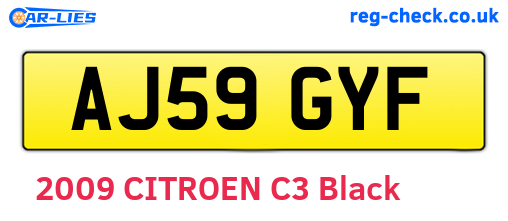 AJ59GYF are the vehicle registration plates.