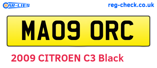 MA09ORC are the vehicle registration plates.
