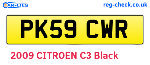 PK59CWR are the vehicle registration plates.