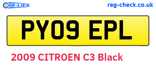 PY09EPL are the vehicle registration plates.