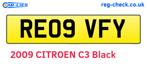 RE09VFY are the vehicle registration plates.