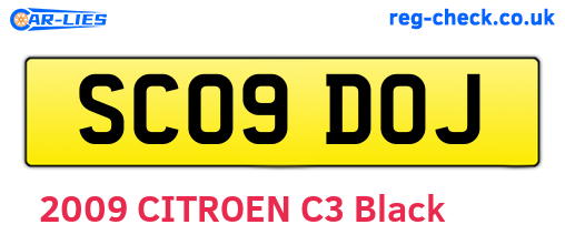 SC09DOJ are the vehicle registration plates.