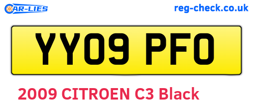 YY09PFO are the vehicle registration plates.