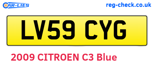 LV59CYG are the vehicle registration plates.